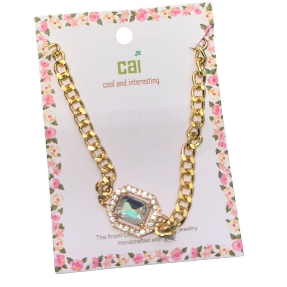 Gold Chain Bracelet with Crystal Detail